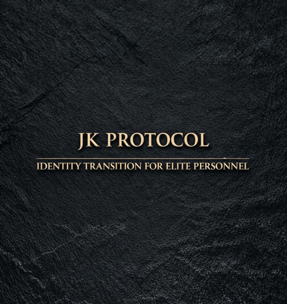 JK Protocol logo and branding for strategic identity transition and high-discretion leadership advisory for elite service leavers.